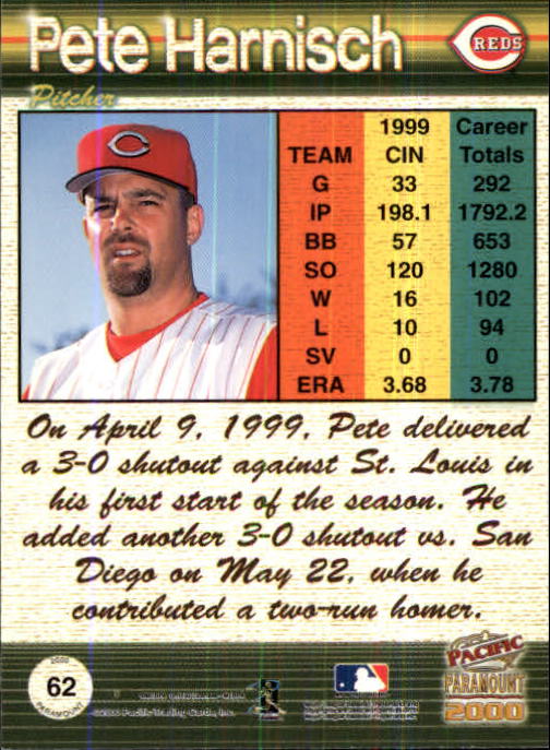 2000 Paramount Ruby #62 Pete Harnisch back image