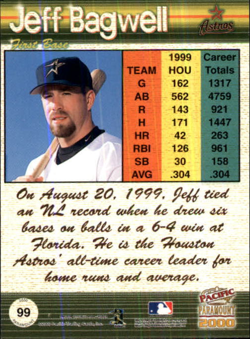 2000 Paramount Ruby #99 Jeff Bagwell back image