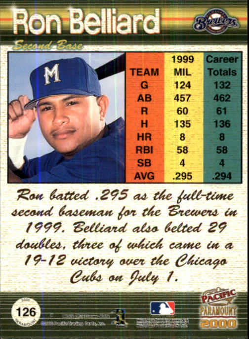 2000 Paramount Ruby #126 Ron Belliard back image