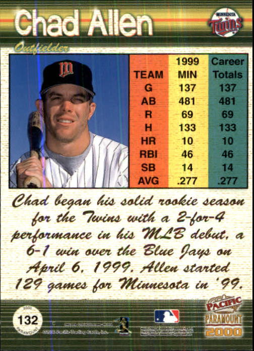 2000 Paramount Ruby #132 Chad Allen back image