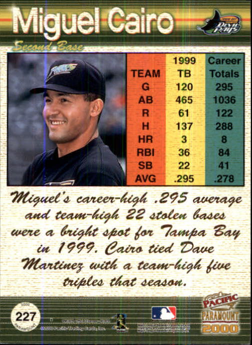 2000 Paramount Ruby #227 Miguel Cairo back image