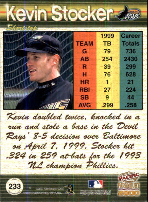2000 Paramount Ruby #233 Kevin Stocker back image