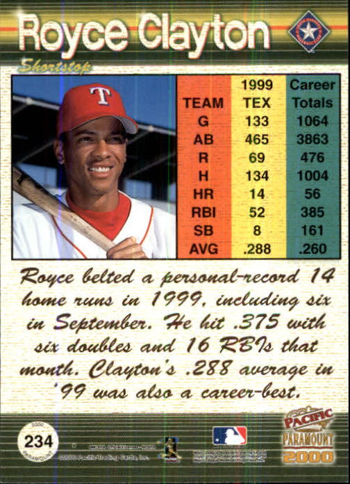 2000 Paramount Ruby #234 Royce Clayton back image