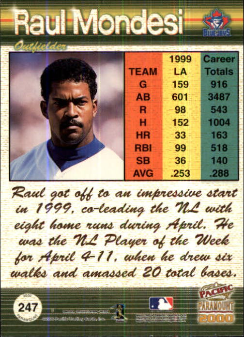 2000 Paramount Ruby #247 Raul Mondesi back image