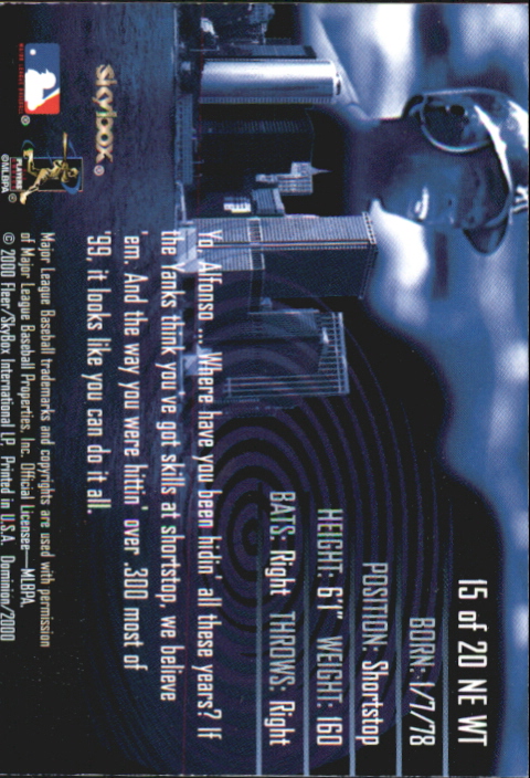 2000 SkyBox Dominion New Era Warp Tek #15 Alfonso Soriano back image