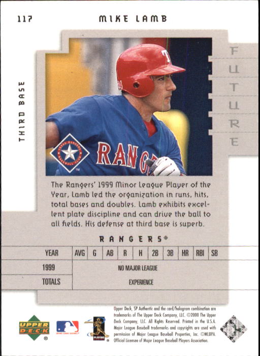 2000 SP Authentic #117 Mike Lamb FW RC back image