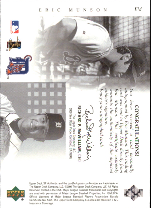 2000 SP Authentic Chirography #EM Eric Munson back image