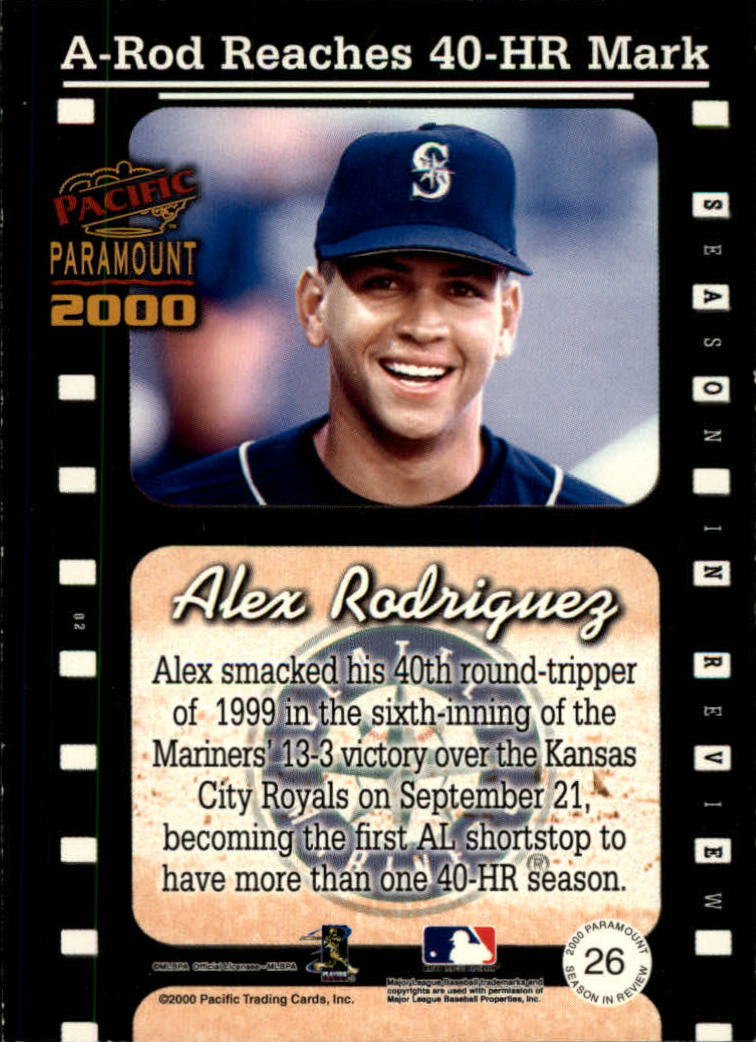 2000 Paramount Season in Review #26 Alex Rodriguez back image