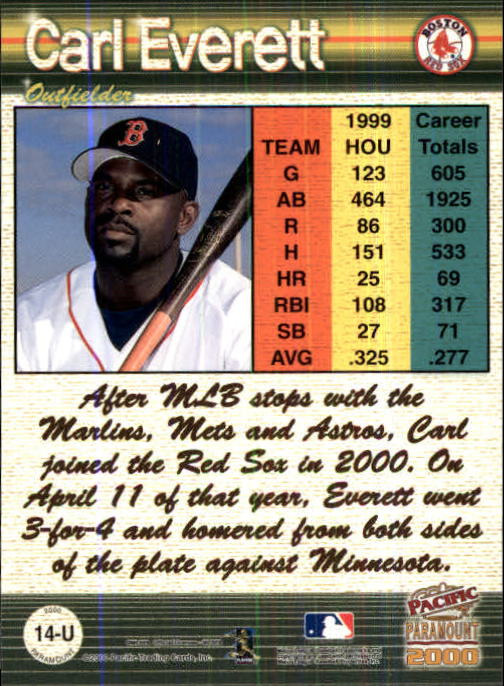 2000 Paramount Update #U14 Carl Everett back image