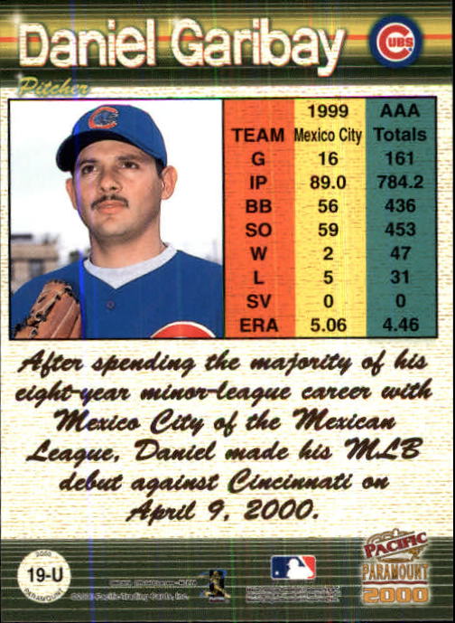 2000 Paramount Update #U19 Daniel Garibay RC back image