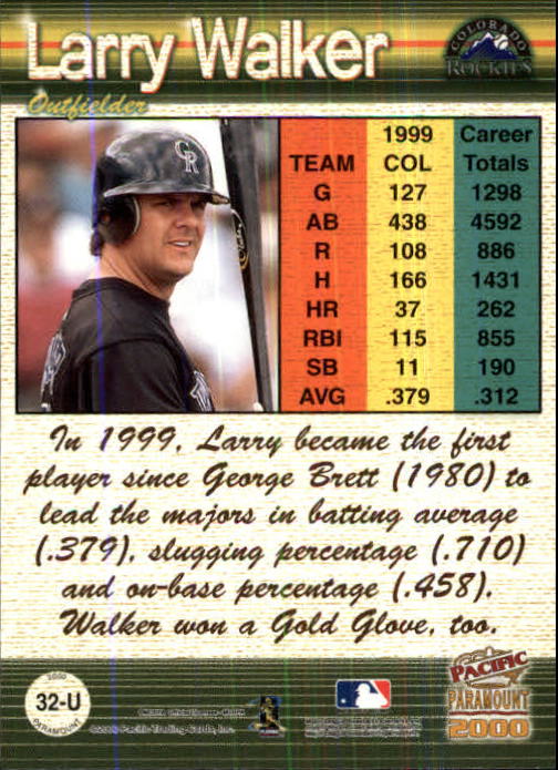2000 Paramount Update #U32 Larry Walker back image