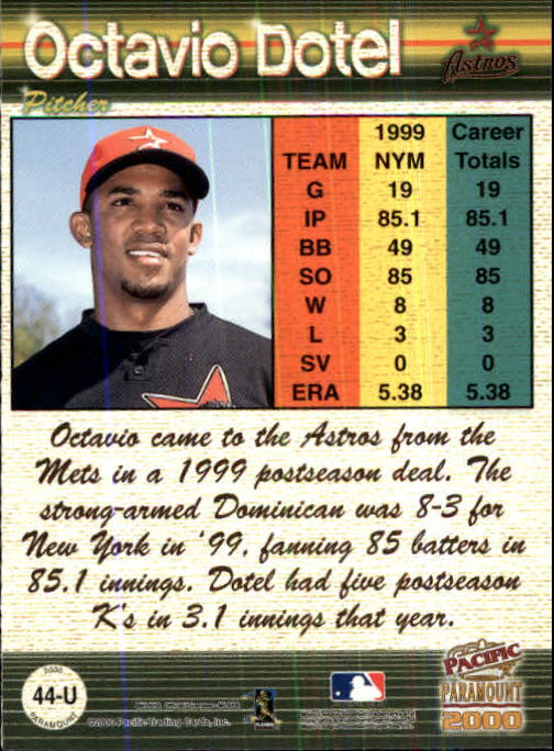 2000 Paramount Update #U44 Octavio Dotel back image