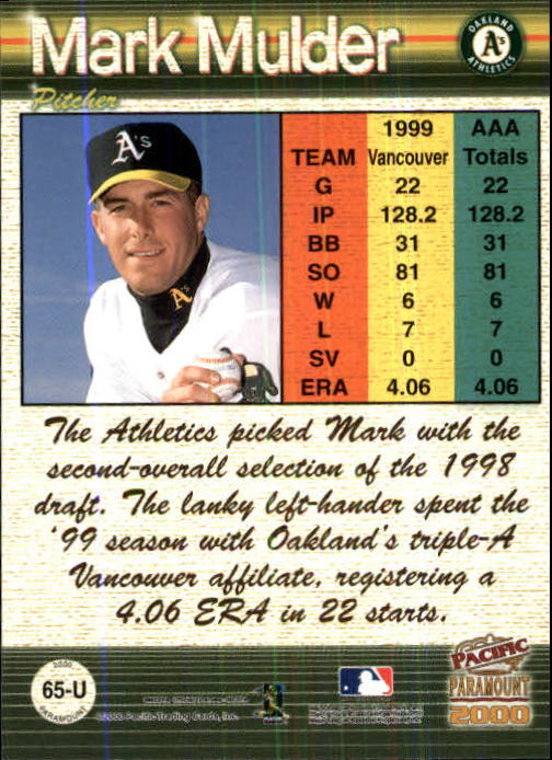 2000 Paramount Update #U65 Mark Mulder back image