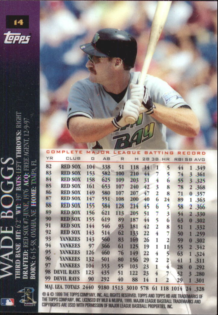 Wade Boggs cards (1989-2024) Red Sox Yankees Rays - You Choose