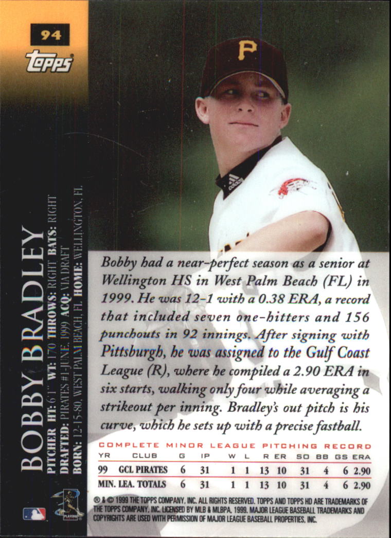 2000 Topps HD #94 Bobby Bradley RC back image