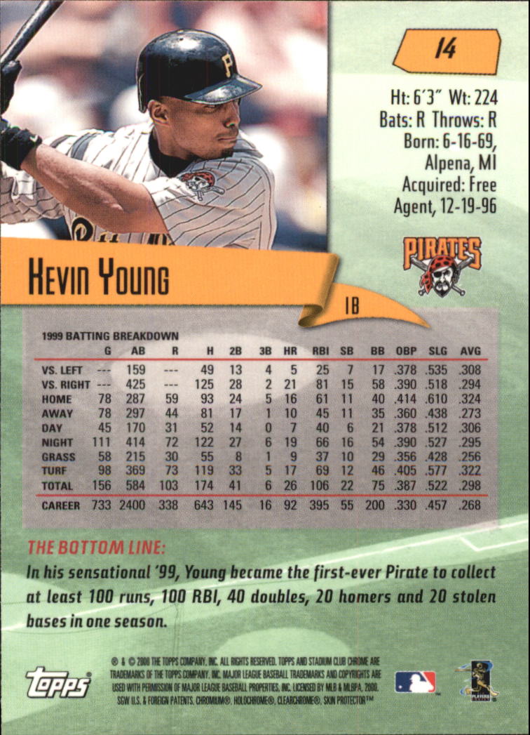 2000 Stadium Club Chrome #14 Kevin Young back image