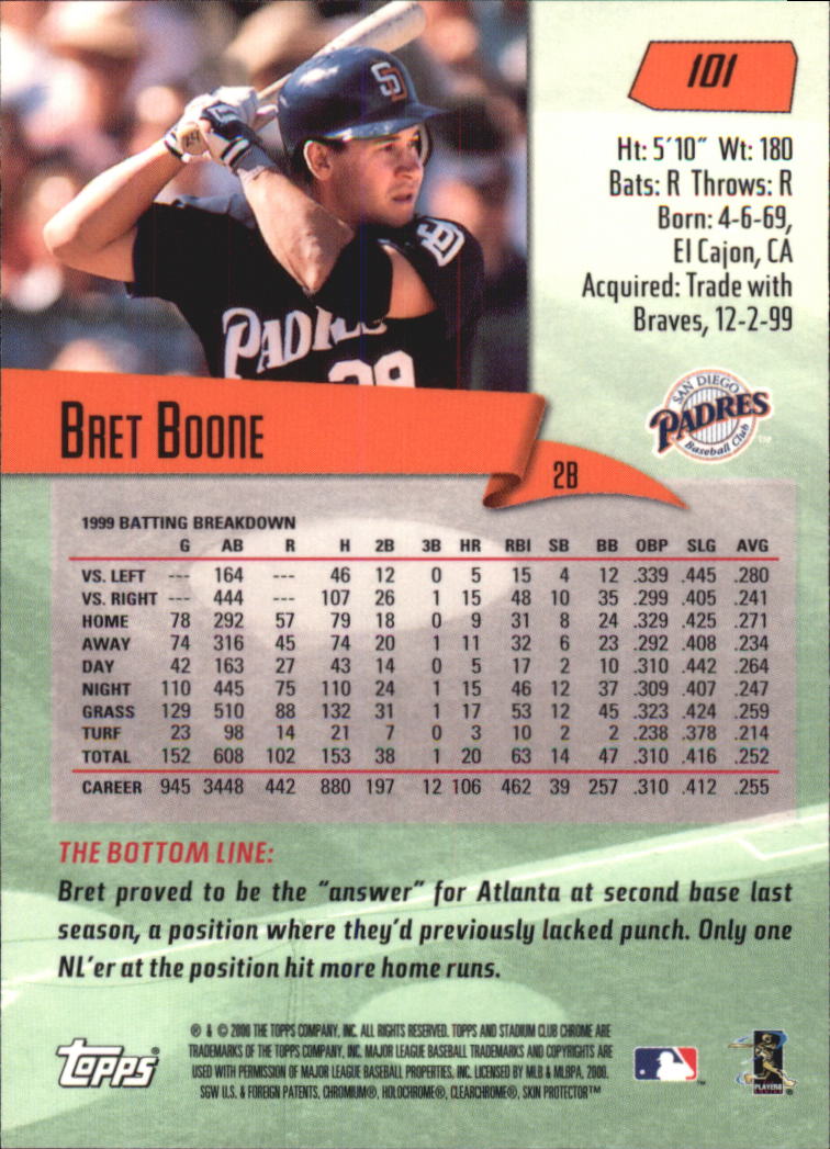 2000 Stadium Club Chrome #101 Bret Boone back image