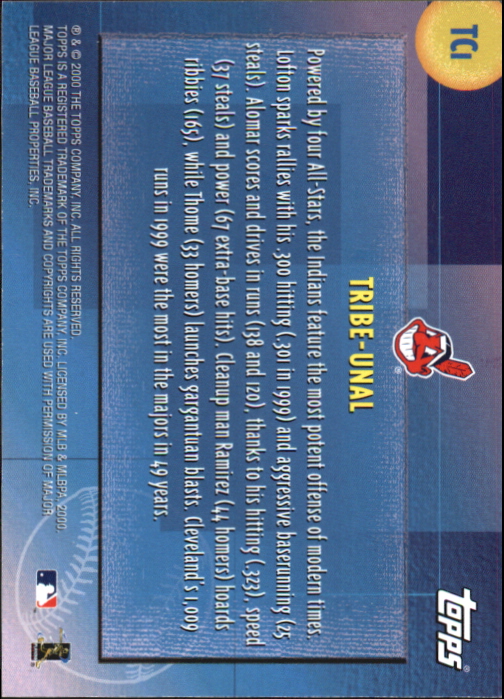 2000 Topps Combos #TC1 Tribe-unal back image