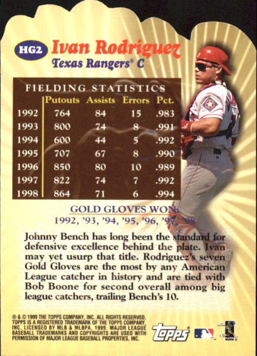 2000 Topps Hands of Gold #HG2 Ivan Rodriguez back image