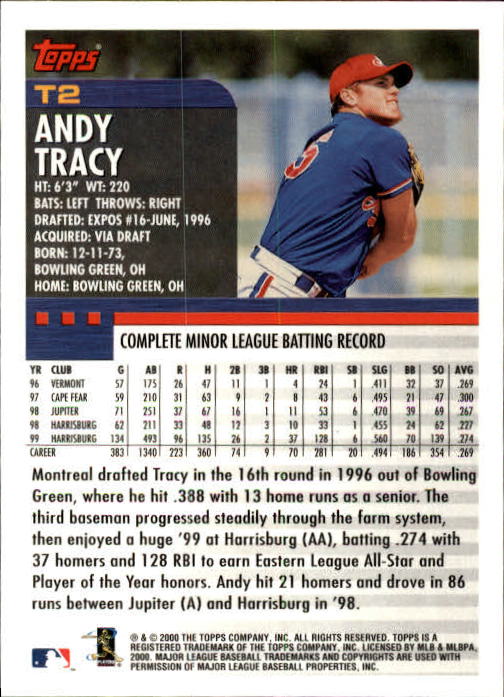 2000 Topps Traded #T2 Andy Tracy RC back image