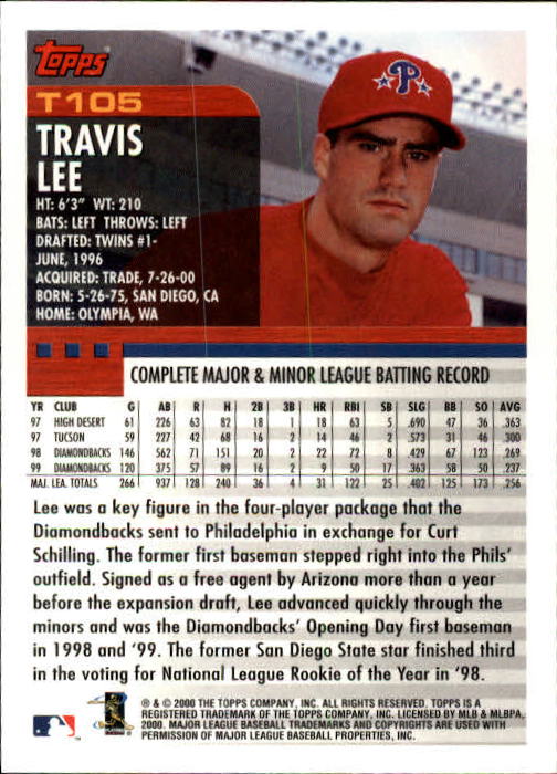 2000 Topps Traded #T105 Travis Lee back image