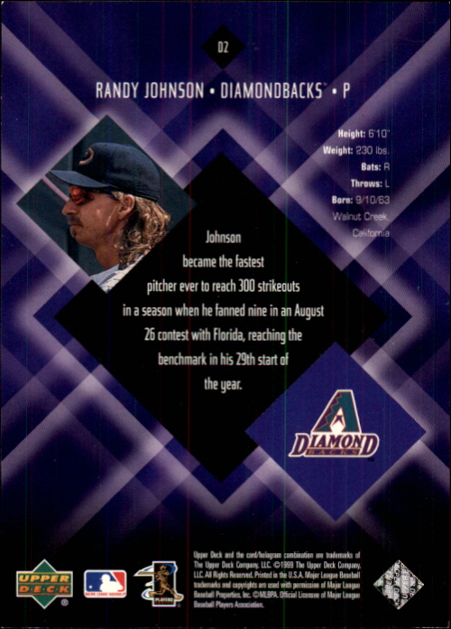 2000 Black Diamond Diamonation #D2 Randy Johnson back image