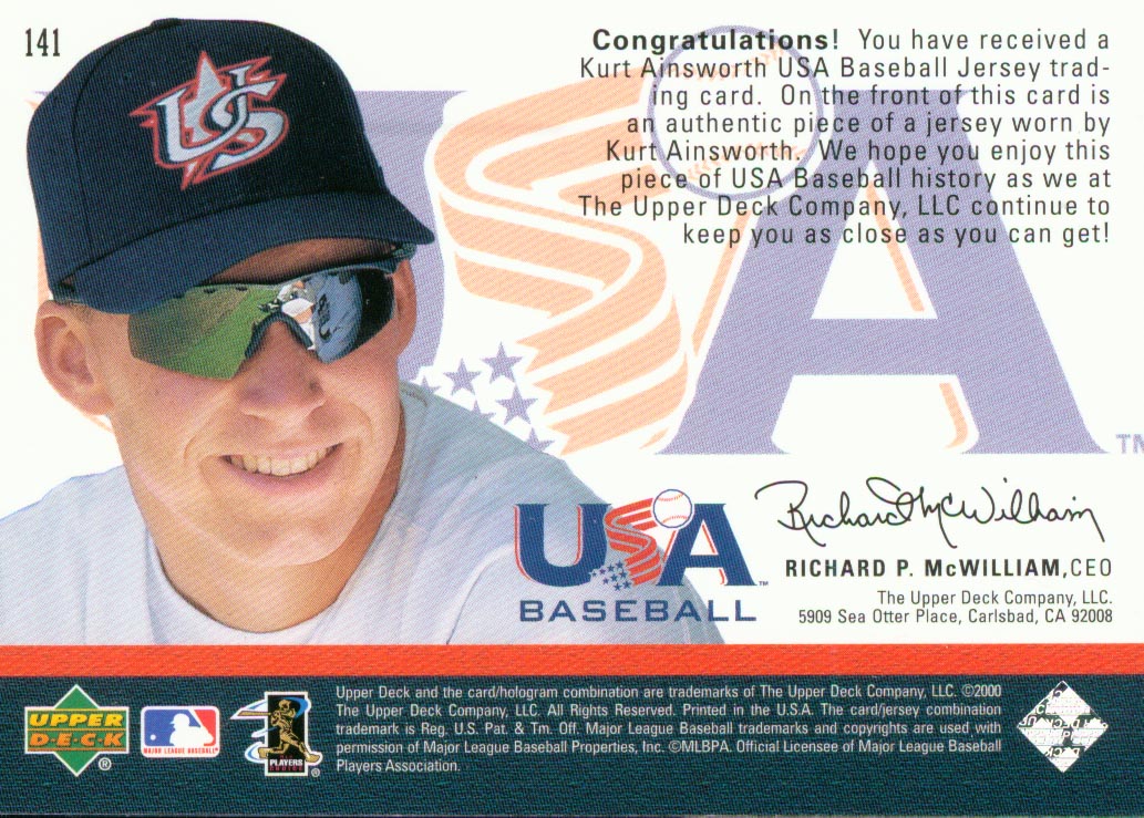 2000 Black Diamond Rookie Edition #141 Kurt Ainsworth USA RC back image