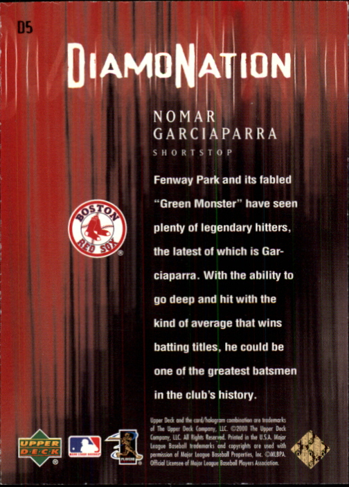 2000 Black Diamond Rookie Edition Diamonation #D5 Nomar Garciaparra back image