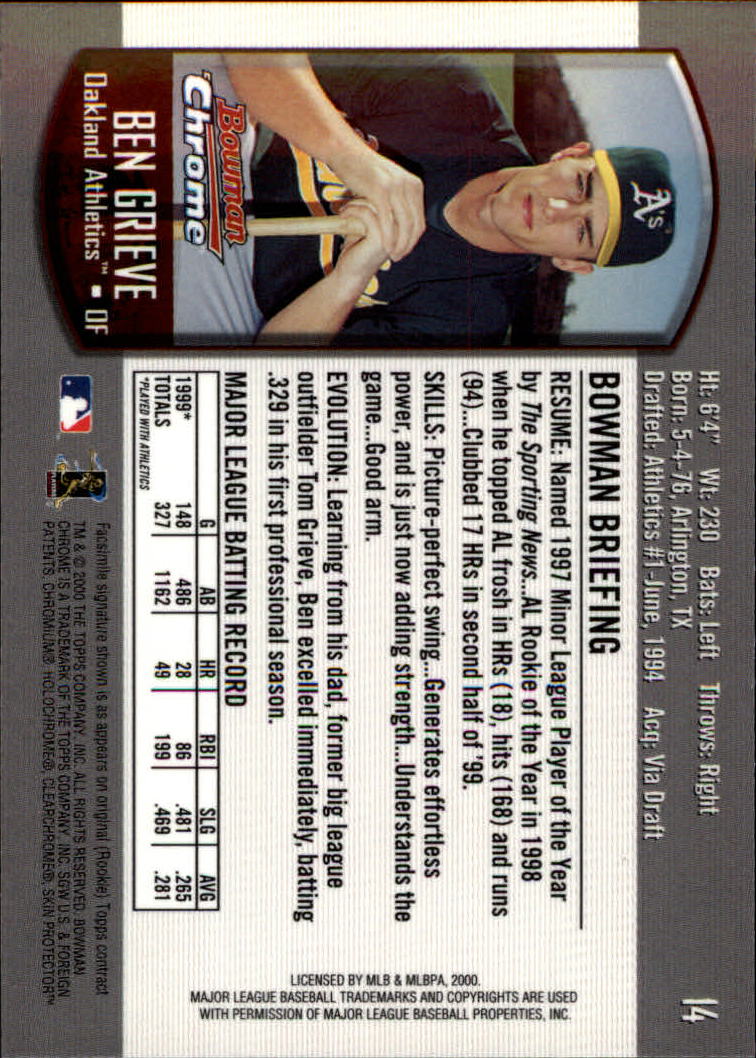 A8360- 2000 Bowman Chrome BB Cards 1-266 +Rookies -You Pick- 15+ FREE US SHIP - Picture 17 of 355
