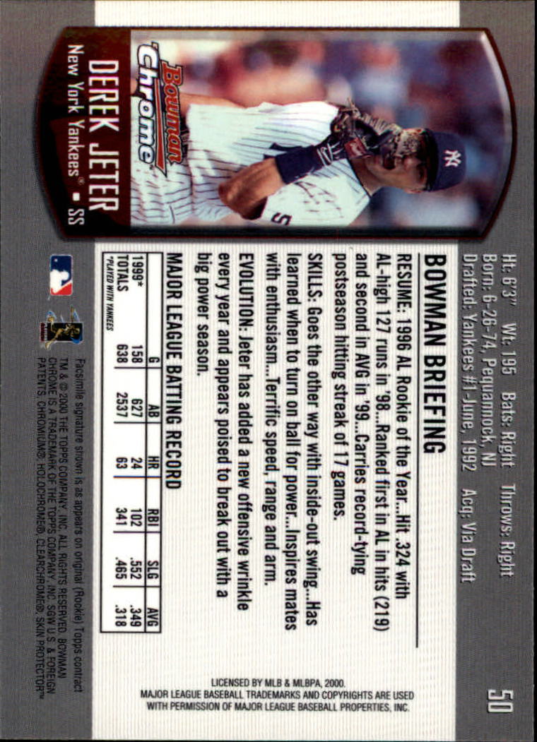 2000 Bowman Chrome #50 Derek Jeter back image