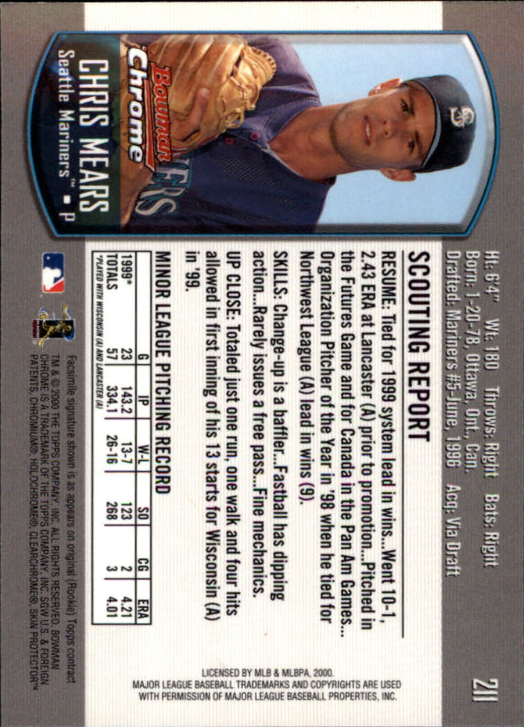 A8360- 2000 Bowman Chrome BB Cards 1-266 +Rookies -You Pick- 15+ FREE US SHIP - Picture 269 of 355