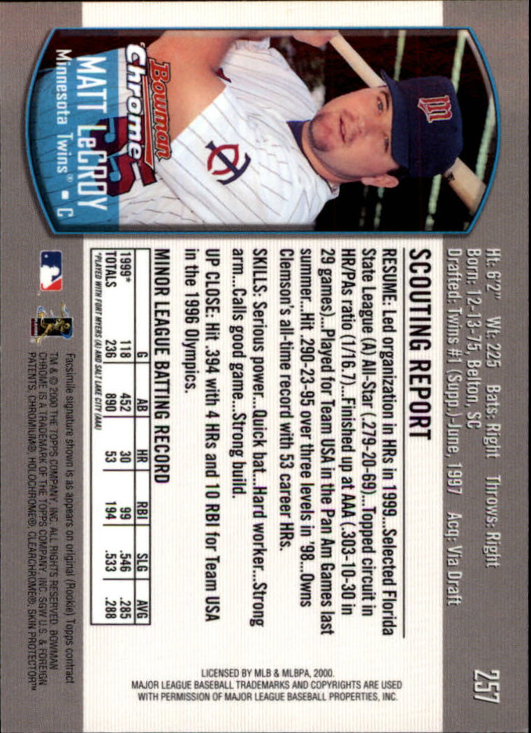 A8360- 2000 Bowman Chrome BB Cards 1-266 +Rookies -You Pick- 15+ FREE US SHIP - Picture 337 of 355