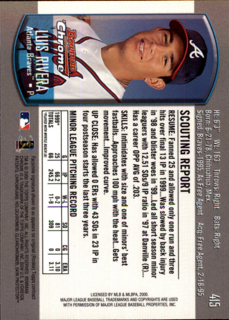 2000 Bowman Chrome #415 Luis Rivera back image