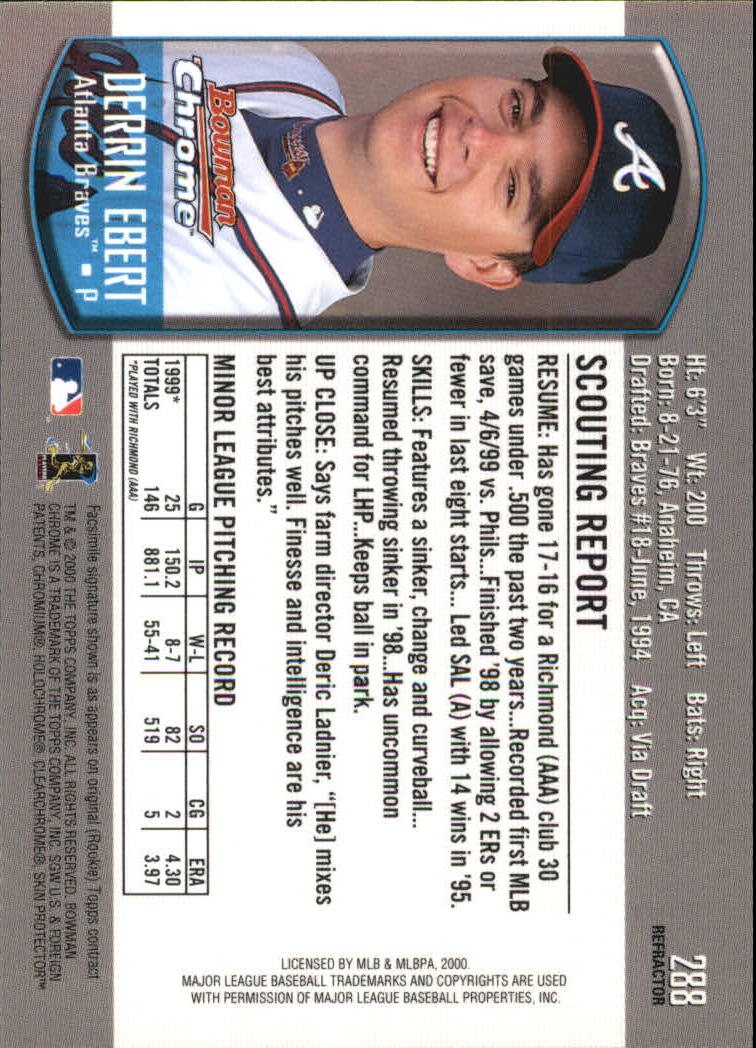 2000 Bowman Chrome Refractors #288 Derrin Ebert back image