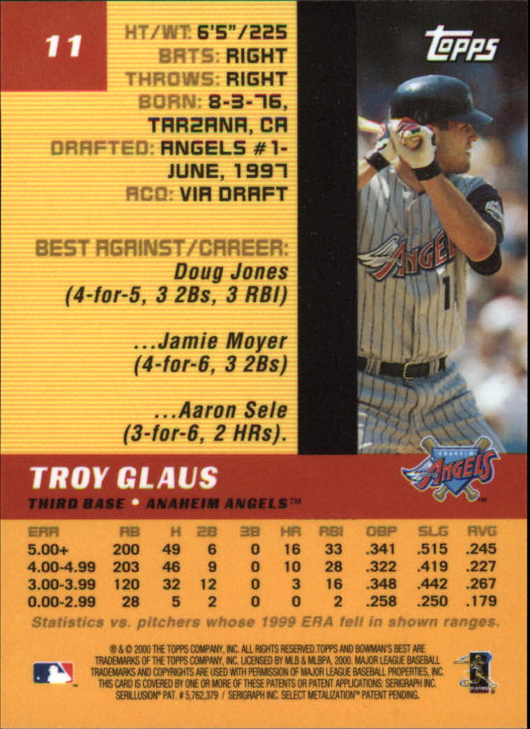 2000 Bowman's Best #11 Troy Glaus back image