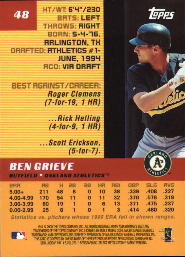 2000 Bowman's Best Baseball Card Pick (Base)