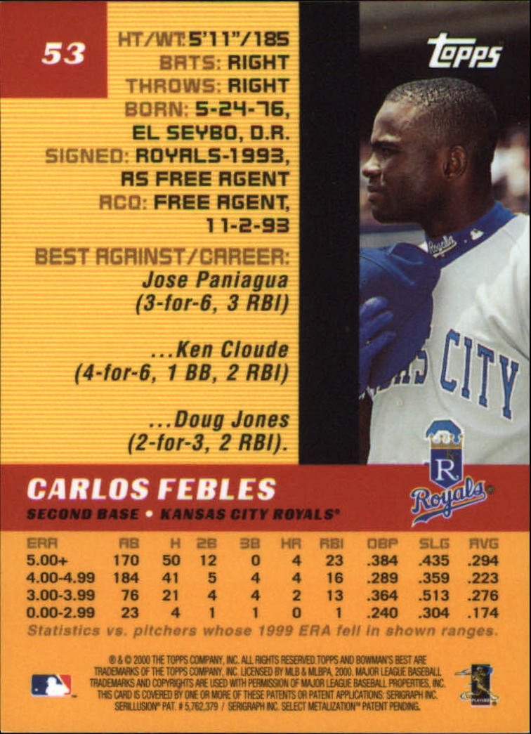 2000 Bowman's Best #53 Carlos Febles back image