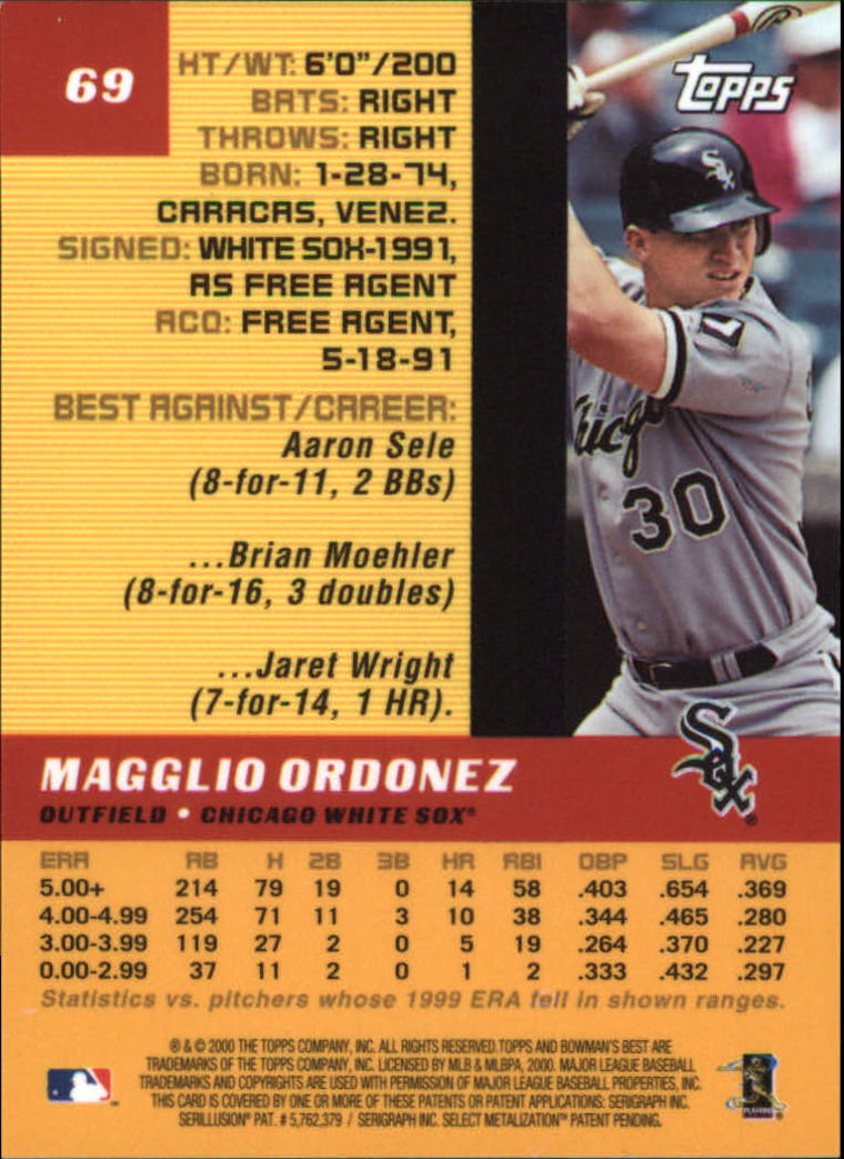 2000 Bowman's Best #69 Magglio Ordonez back image