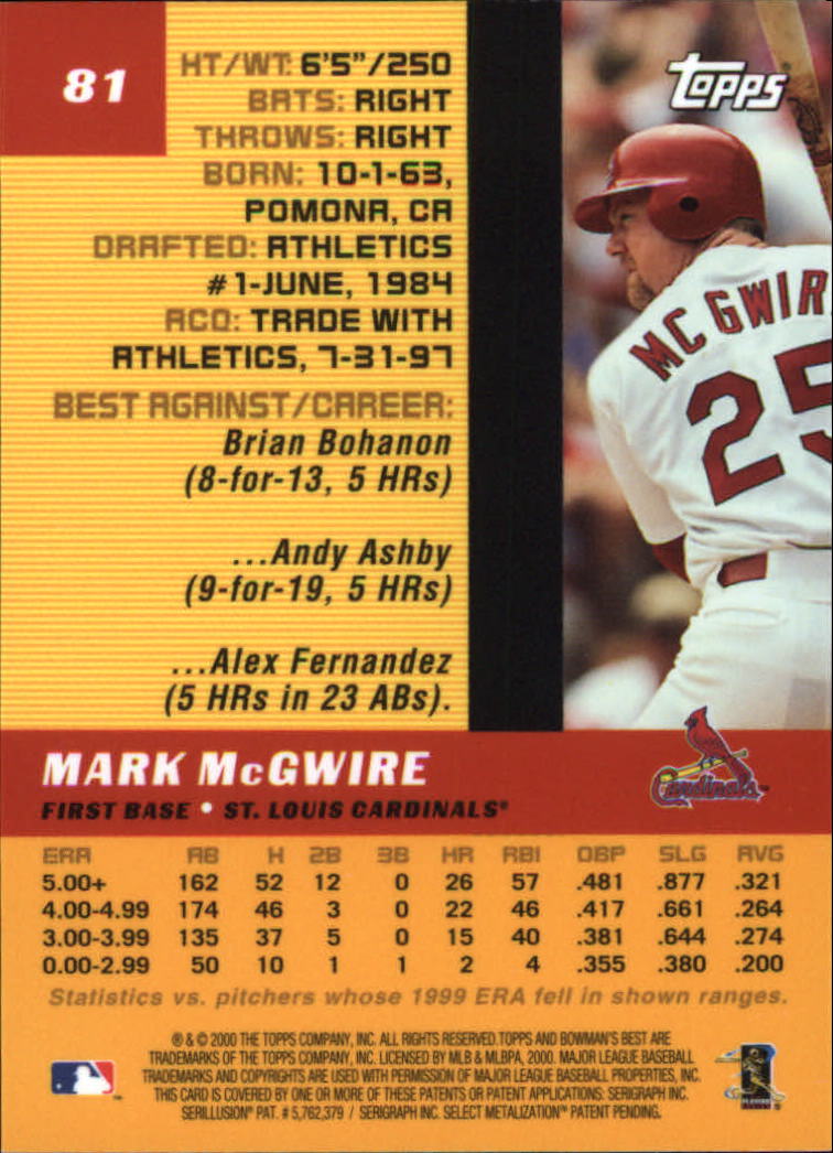 2000 Bowman's Best Baseball Card Pick (Base)