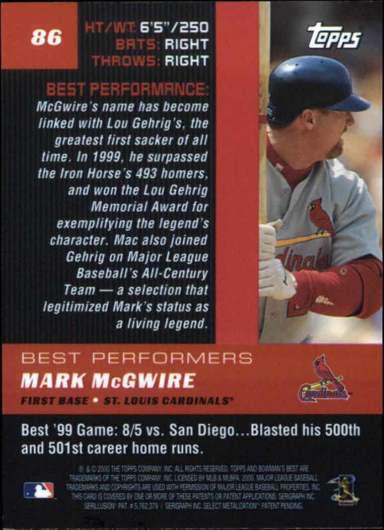 2000 Bowman's Best #86 Mark McGwire BP back image
