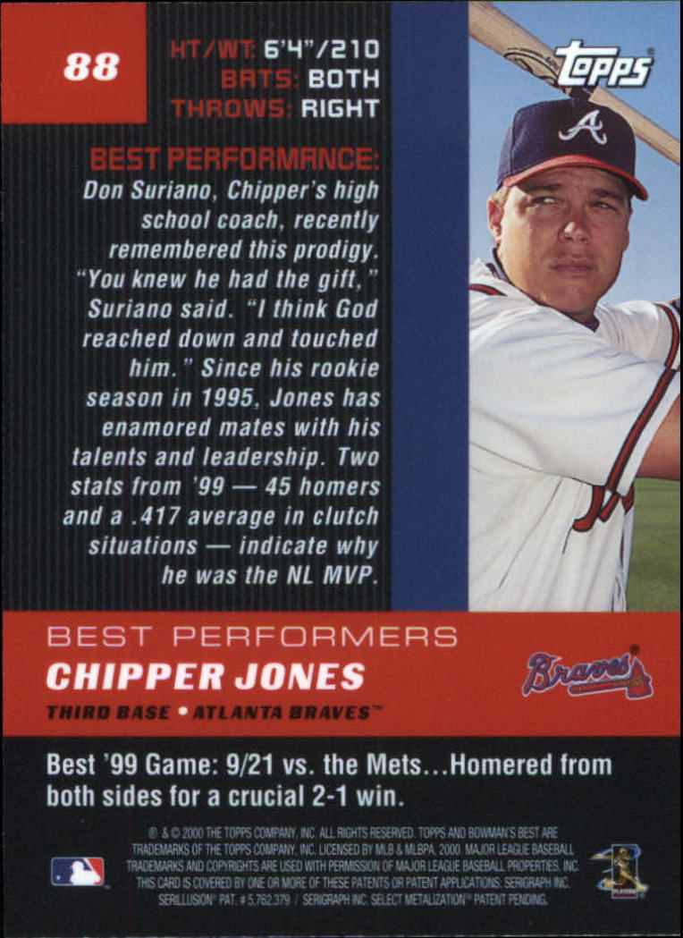 2000 Bowman's Best #88 Chipper Jones BP back image