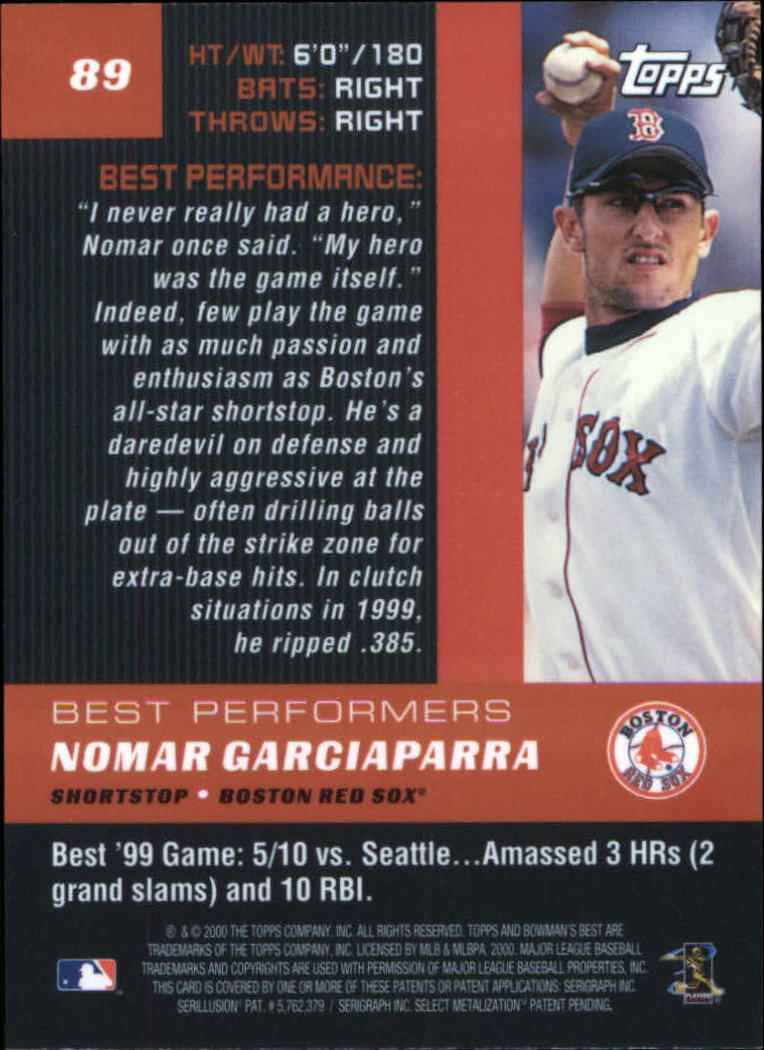 2000 Bowman's Best #89 Nomar Garciaparra BP back image