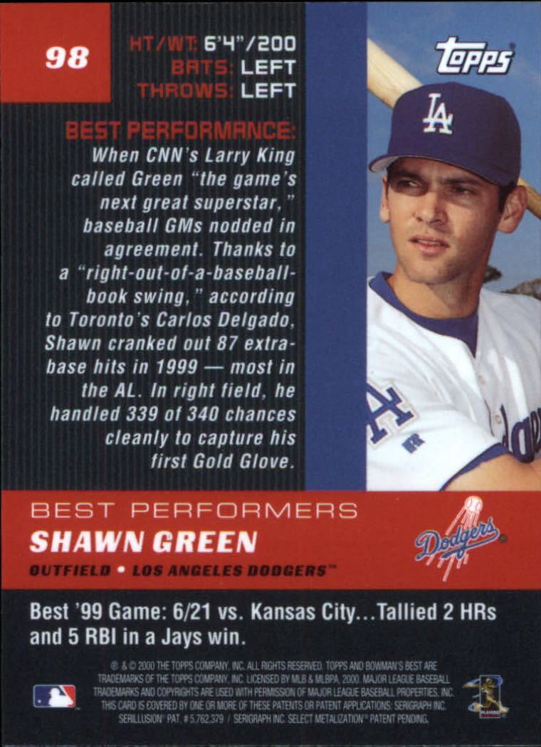 2000 Bowman's Best #98 Shawn Green BP back image