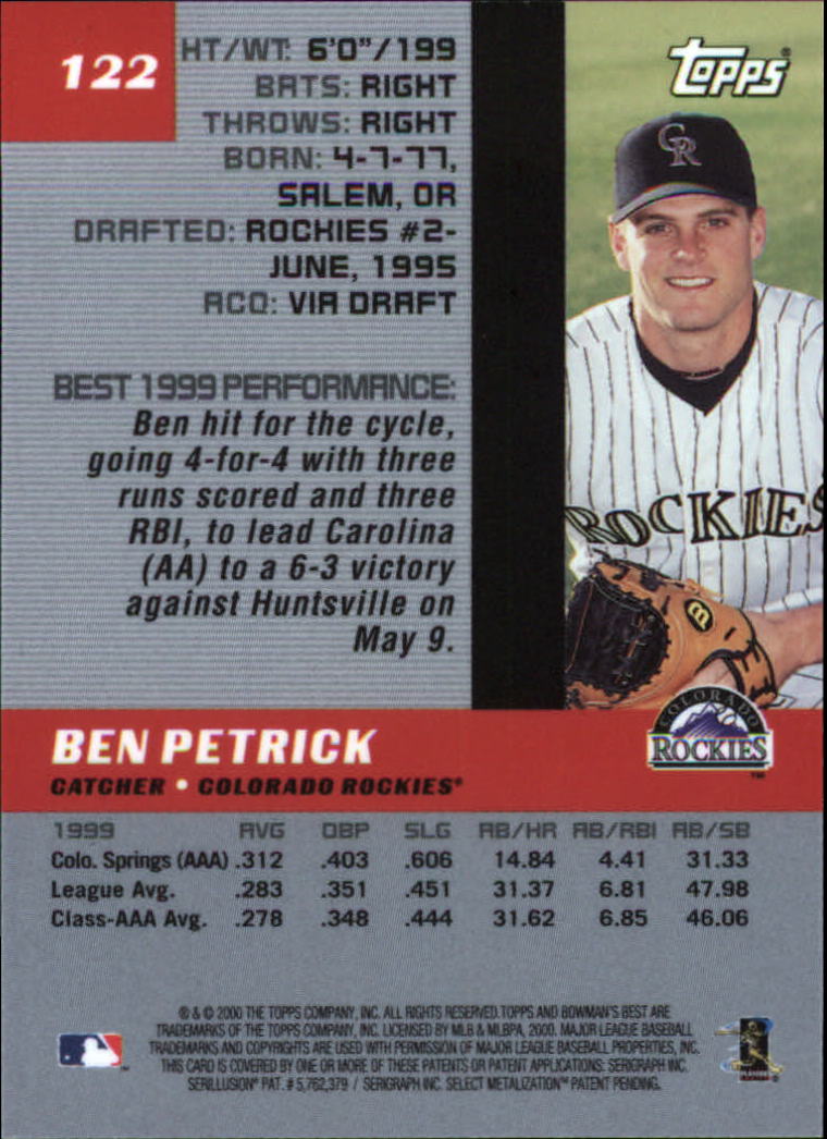 2000 Bowman's Best #122 Ben Petrick back image