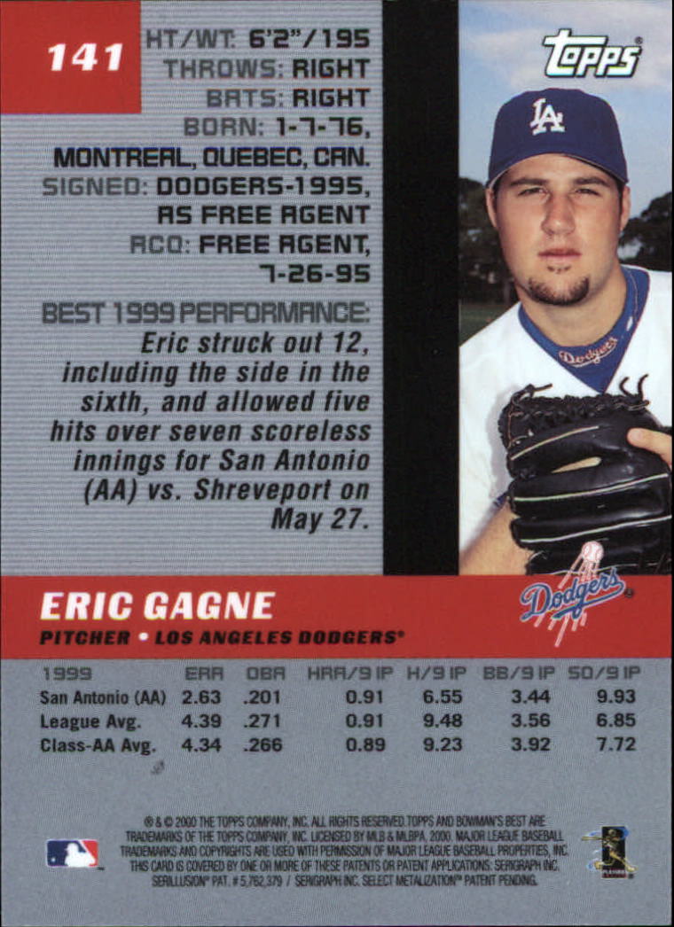 2000 Bowman's Best #141 Eric Gagne back image