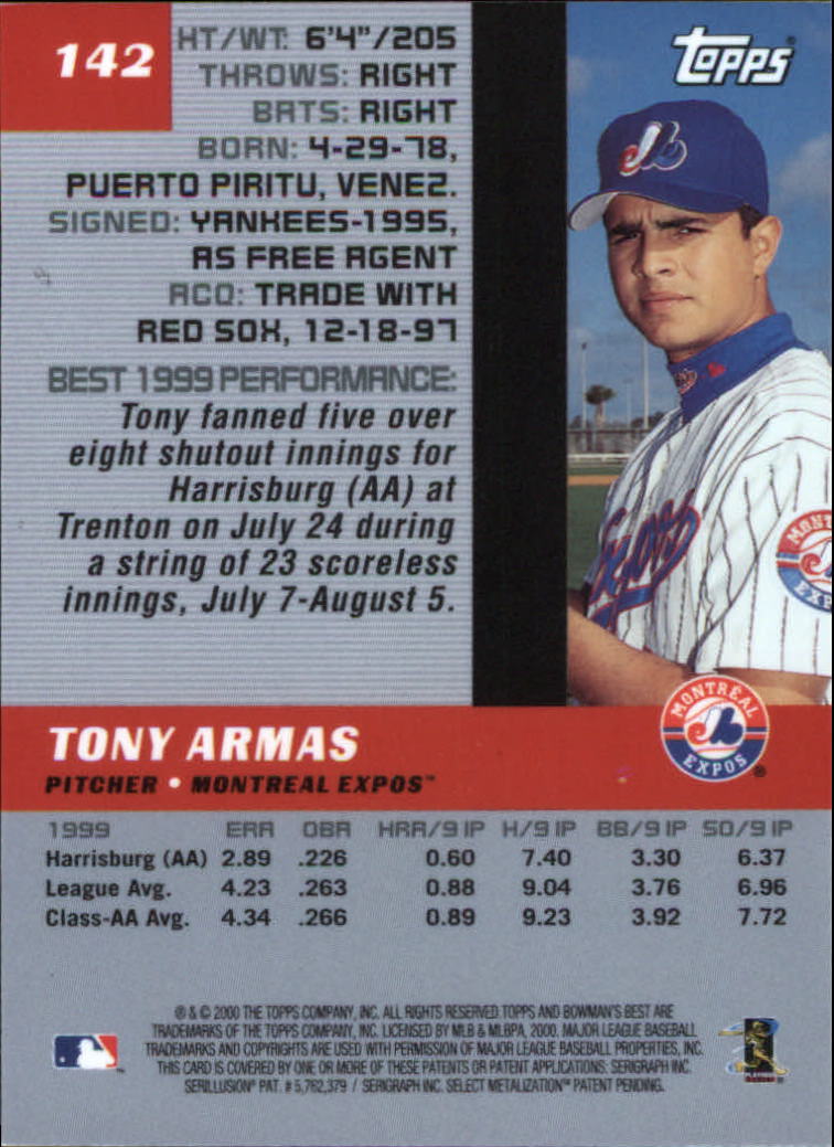2000 Bowman's Best #142 Tony Armas Jr. back image
