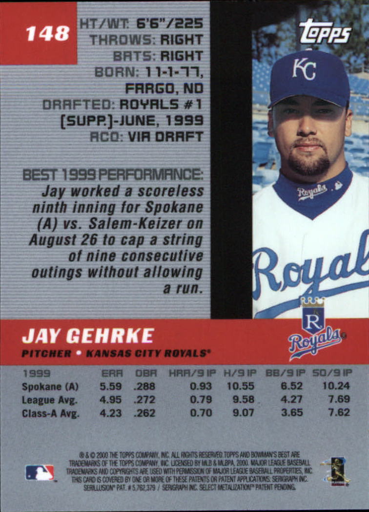 2000 Bowman's Best #148 Jay Gehrke back image