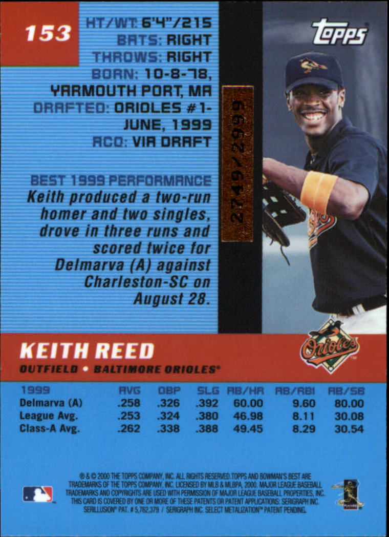 2000 Bowman's Best #153 Keith Reed RC back image