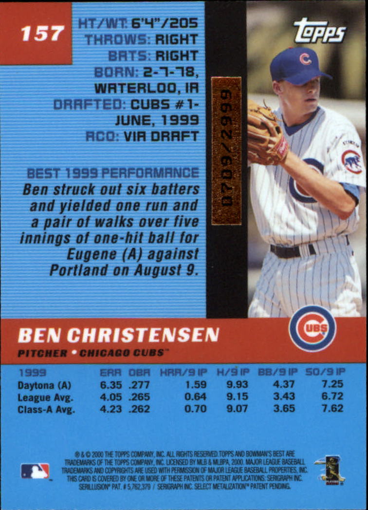 2000 Bowman's Best #157 Ben Christensen RC back image