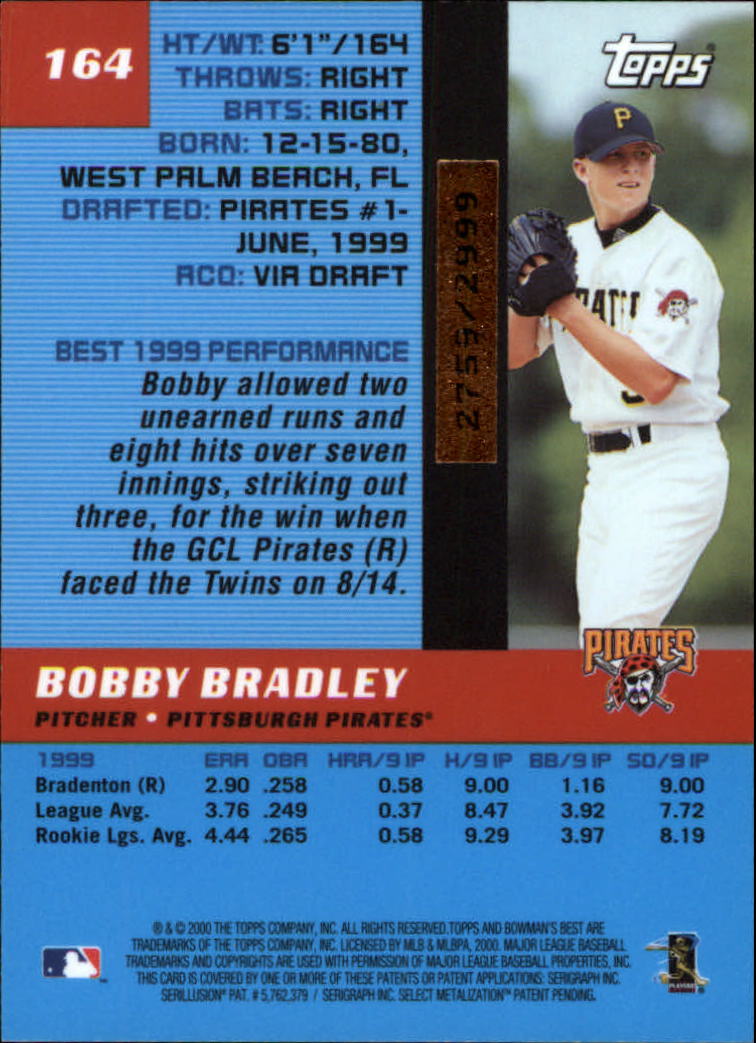 2000 Bowman's Best #164 Bobby Bradley RC back image